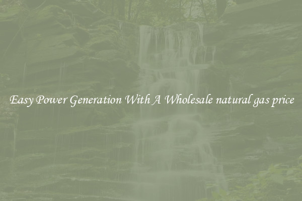 Easy Power Generation With A Wholesale natural gas price