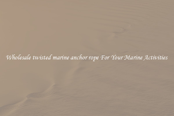 Wholesale twisted marine anchor rope For Your Marine Activities 