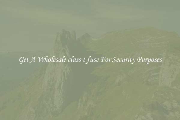 Get A Wholesale class t fuse For Security Purposes